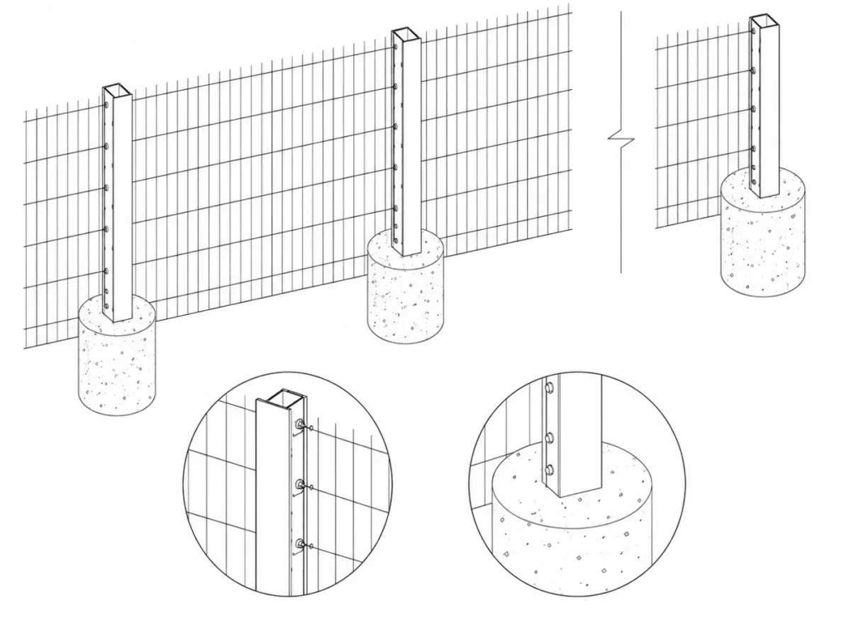 Gabiónový plot 2D – realizácia a detail
